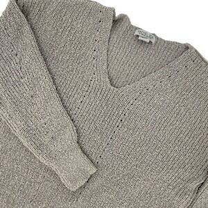 Rachel Zoe Womens V Neck Knit Sweater Oatmeal Beige Desert Chic Coastal Grandma